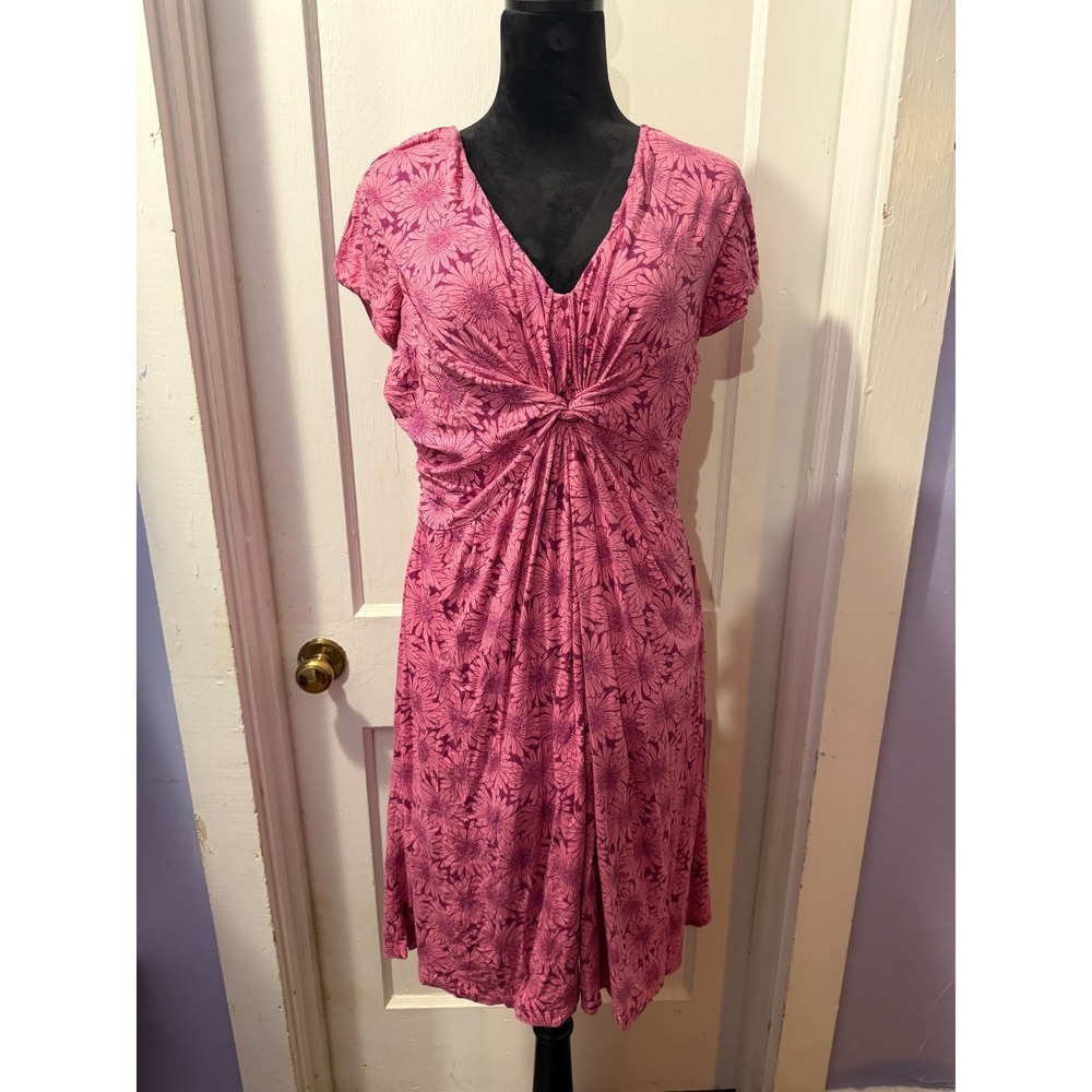 Garnet Hill Pink Floral Patterned Short Sleeve Dress in 10